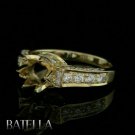 Semi Mount .72 Carat E-F/VVS2-VS1 Round Diamonds Engagement Ring 18k Yellow Gold