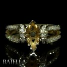 Semi Mount .56 Catat H-I/VVS2-VS1 Round Diamonds Engagement Ring 18k Yellow Gold