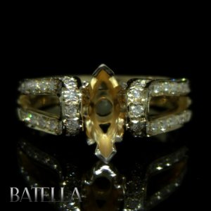Semi Mount .56 Catat H-I/VVS2-VS1 Round Diamonds Engagement Ring 18k Yellow Gold
