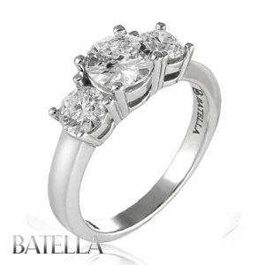 Certified 1.72 Ct D/SI1 Natural Round Diamond Engagement 3 Stone Ring 14k W Gold