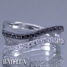 0.26 Ct Black & White E-F VVS2 Natural Round Diamonds Band Ring 14k White Gold