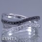 0.26 Ct Black & White E-F VVS2 Natural Round Diamonds Band Ring 14k White Gold