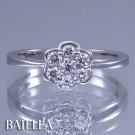 .32 Ct E-F/VVS2 EX Round Pave Flower Setting Natural Diamond Ring 14k White Gold