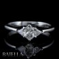 0.52 Ct Oval G/VS2 & Trillion Cut 3-Stone Diamond Engagement Ring 18k White Gold