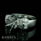 Semi Mount 0.65 Ct Baguette & Round Cut Diamonds Engagement Ring 14k White Gold