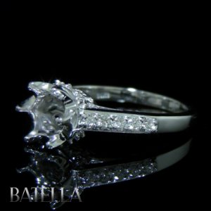 Semi Mount .37 Ct E-F/ VVS2-VS1 For Round Diamond Engagement Ring 14k White Gold