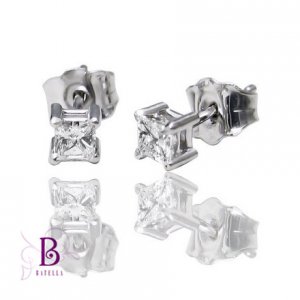 .36 Carat G-H/VS2 Natural princess Diamond Stud Earrings 18k White Gold. Women's