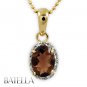 1.20 Ct Oval VS1 2 Smoky Topaz Gemstone & Round Diamonds Pendant 14k Yellow Gold
