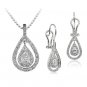1.74 Carat Natural Pear & Round Diamond Earrings & Pendant Set 18k White Gold