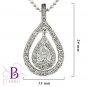 1.74 Carat Natural Pear & Round Diamond Earrings & Pendant Set 18k White Gold