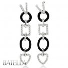 V For Love .65 Ct E-F/SI2 Round Diamonds Journey Drop Earrings 18k W Gold & Onyx