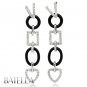 V For Love .65 Ct E-F/SI2 Round Diamonds Journey Drop Earrings 18k W Gold & Onyx