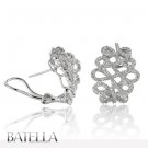 1.25 Ct E-F/SI Natural 270 Round Pave Diamond Cluster Drop Earrings 18k W Gold