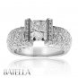 3.06 Ct L/SI1 Radiant & Round Set In Pave Diamond Engagement Ring 18k White Gold
