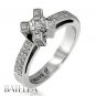 0.63 Ct H SI1 Round Pave Setting Round Diamonds Engagement Ring 18k White Gold