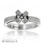 0.63 Ct H SI1 Round Pave Setting Round Diamonds Engagement Ring 18k White Gold