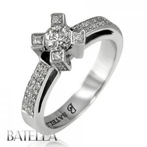 .79 Ct H/SI2 EX Natural Set In Pave Round Diamond Engagement Ring 18k White Gold