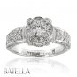 1.36 Carat G/VVS2 Round Diamonds Engagement Ring 18k White Gold. Halo Setting