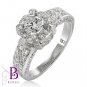 1.36 Carat G/VVS2 Round Diamonds Engagement Ring 18k White Gold. Halo Setting