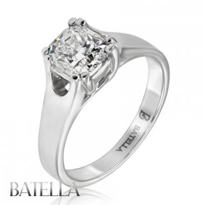 GIA 1.28 Ct H VS1 Cushion Cut Diamond Solitaire Engagement Ring 14k White Gold