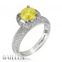 1.80 Ctw Natural Fancy Yellow SI2 Round Diamond Engagement Hallo Ring 18k W Gold