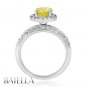 1.80 Ctw Natural Fancy Yellow SI2 Round Diamond Engagement Hallo Ring 18k W Gold