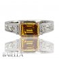3.31 Ct Fancy Orange Yellow VVS1 Emerald Diamond Engagement Ring 18k White Gold