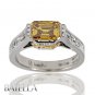 3.31 Ct Fancy Orange Yellow VVS1 Emerald Diamond Engagement Ring 18k White Gold
