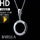 .05 Carat G-H SI2 EX Round Cut Diamonds Circle Pendant & Necklace 14k White Gold