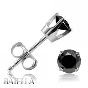 14k White Gold .18 Ct Round Black Diamond Stud Earrings