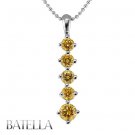 Women's 1.33 Ct Natural Fancy Yellow Round Diamonds Pendant Chain 14k White Gold