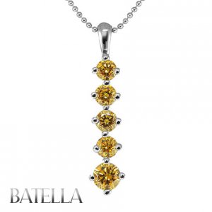 Women's 1.33 Ct Natural Fancy Yellow Round Diamonds Pendant Chain 14k White Gold