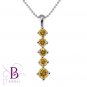 Women's 1.33 Ct Natural Fancy Yellow Round Diamonds Pendant Chain 14k White Gold