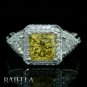 4.80 Carat Fancy Yellow SI2 Princess & Round Diamond 3-Stone Ring 14k White Gold