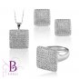 5.00 Ct Round Diamonds Pave Setting Ring & Earrings & Pendant Set 18k White Gold