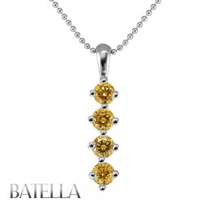1.64 Ct Natural Round Fancy Orange Diamond Journey Pendant Chain 14k White Gold