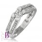 0.70 Ct E/SI2 Natural Round Diamond Engagement Tension Ring 18k White Gold Lady