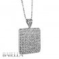 1.30 Ct F-G/VVS2-VS1 Pave Setting Round Diamonds Pendant 18k White Gold, Chain