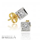 .32 Carat F-G VVS1 Solitaire Round Diamond Stud Earrings 18k White & Yellow Gold