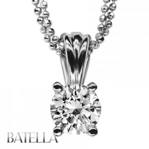 0.76 Ct F/SI2 Natural Solitaire Round Diamond Pendant & Necklace 14k White Gold