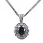 0.88 Ct Oval Blue Sapphire Gemstones & Natural Round Diamonds Pendant 14k W Gold
