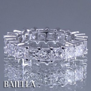 4.20 Carat E-F SI1 Princess Cut Diamonds Eternity Band Ring 14k White Gold Women