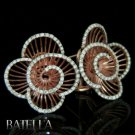 Unique 1.14 Ct VVS1 VS1 174 Round Cut Diamond Pave Flower Earrings 18k Pink Gold