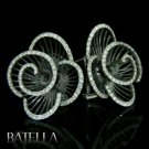 Unique 1.14 Ct 174 Round Brilliant Diamonds Pave Flower Earrings 18k Black Gold