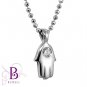 0.06 Carats E/SI1 Solitaire Round Diamond Hamsa Pendant Necklace 14k White Gold