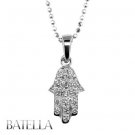 Judiaca 0.08 Carat G-H/VVS2-VS1 Round Diamonds Pave Hamsa Pendant 18k White Gold