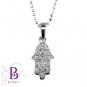 Judiaca 0.08 Carat G-H/VVS2-VS1 Round Diamonds Pave Hamsa Pendant 18k White Gold