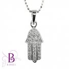 Judiaca .15 Carat E-F/VS1-VS2 Round Diamonds Pave Hamsa Pendant 18k White Gold