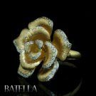 0.65 Ct G-H VVS2 VS1 Genuine Round Cut Diamonds Pave Flower Ring 18k Yellow Gold