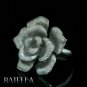 0.65 Ct G-H VVS2 VS1 Genuine Round Diamond Pave Flower Ring 18k White Gold Women